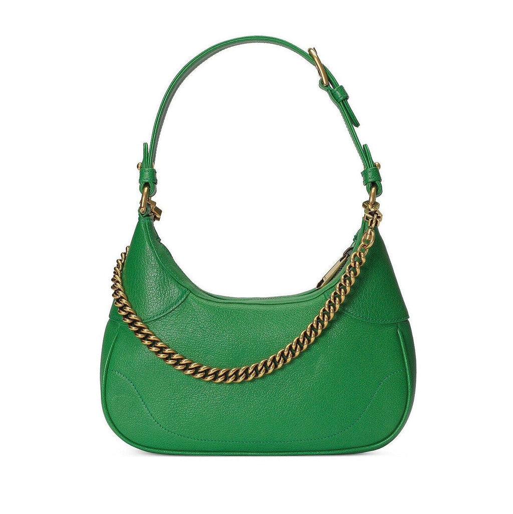 Gucci Aphrodite Small Leather Shoulder Bag - Green in Green - detail view 14 showing the bag's shape, finish and visible design details.