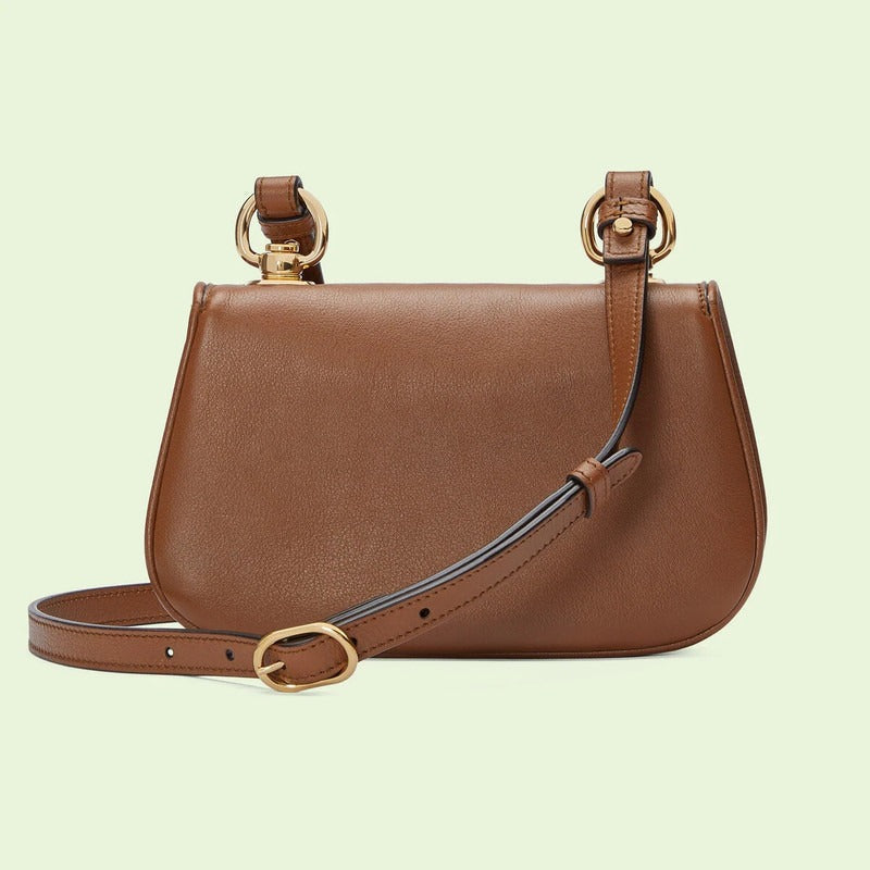 Gucci Blondie Mini Leather Shoulder Bag - Brown in Brown - detail view 13 showing the bag's shape, finish and visible design details.