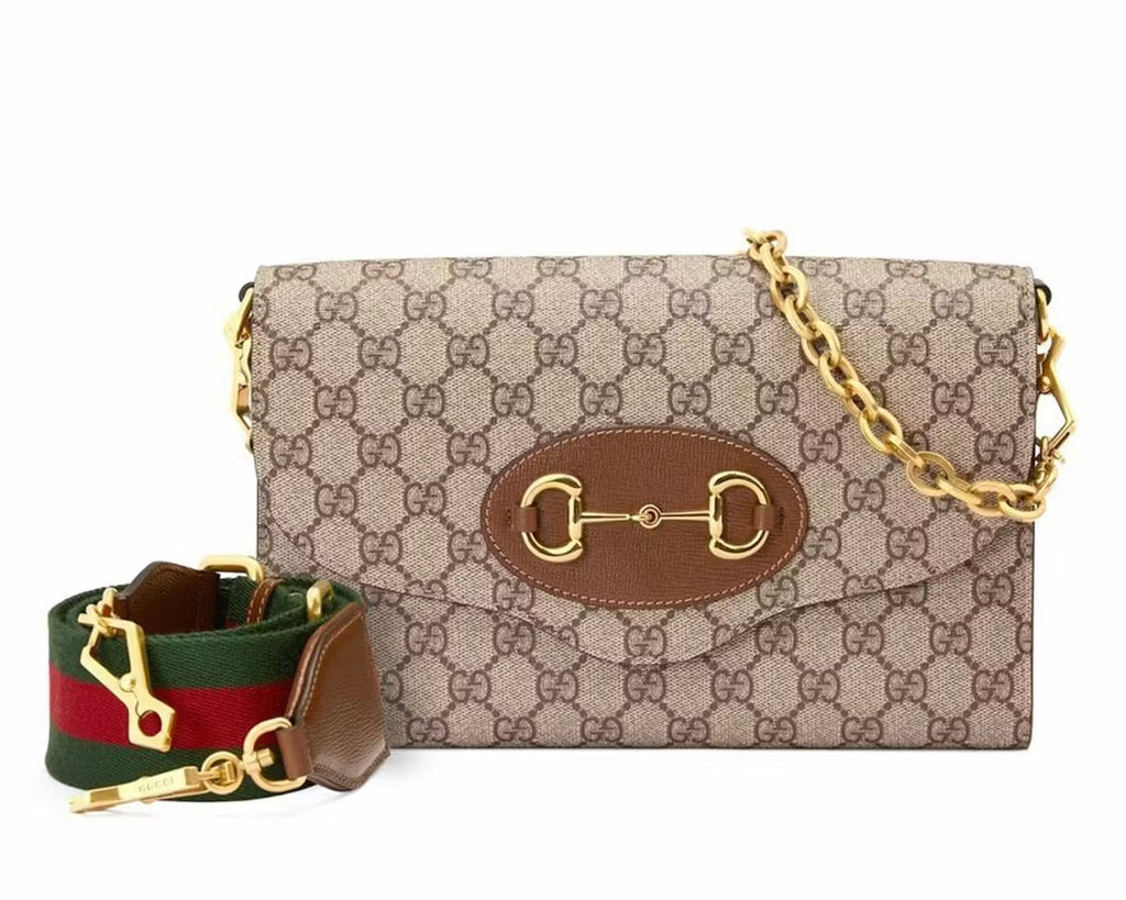 Gucci Horsebit 1955 GG Supreme Canvas Small Shoulder Bag – Beige