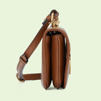 Gucci Blondie Mini Leather Shoulder Bag - Brown in Brown - detail view 8 showing the bag's shape, finish and visible design details.