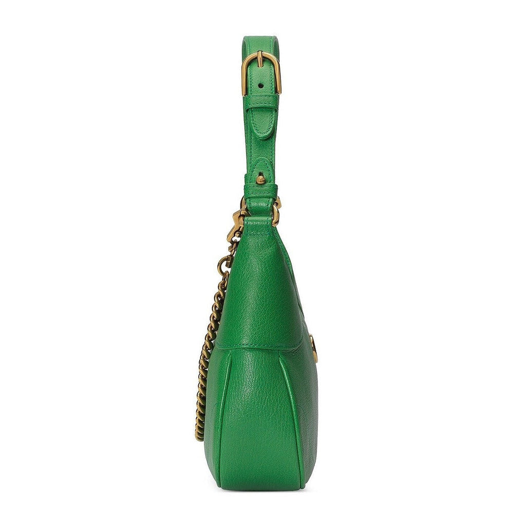 Gucci Aphrodite Small Leather Shoulder Bag - Green in Green - detail view 12 showing the bag's shape, finish and visible design details.
