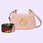 Gucci Blondie Mini Leather Crossbody Shoulder Bag - Pink in Pink - detail view 4 showing the bag's shape, finish and visible design details.