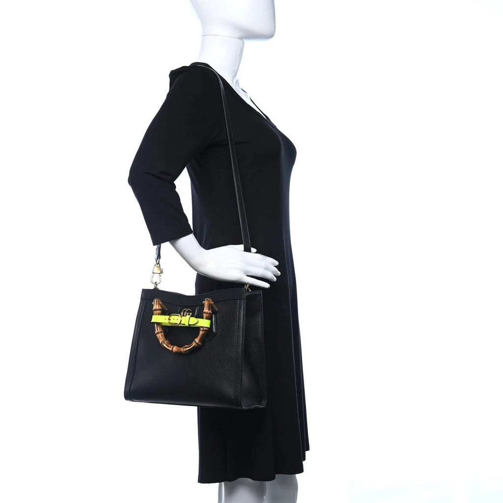 Gucci Diana Medium Tote Bag - Black in Black - detail view 8 showing the bag's shape, finish and visible design details.