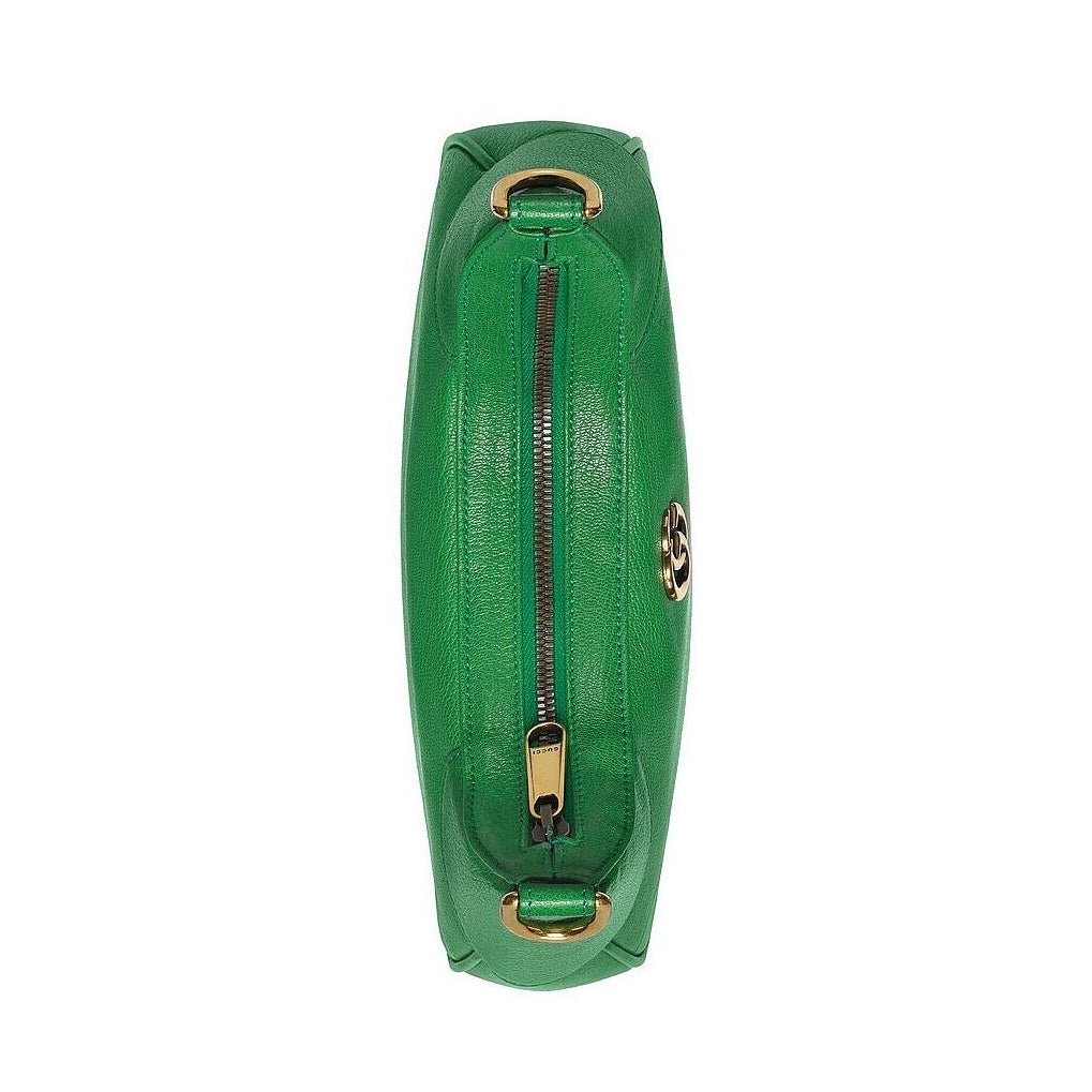 Gucci Aphrodite Small Leather Shoulder Bag - Green in Green - detail view 10 showing the bag's shape, finish and visible design details.