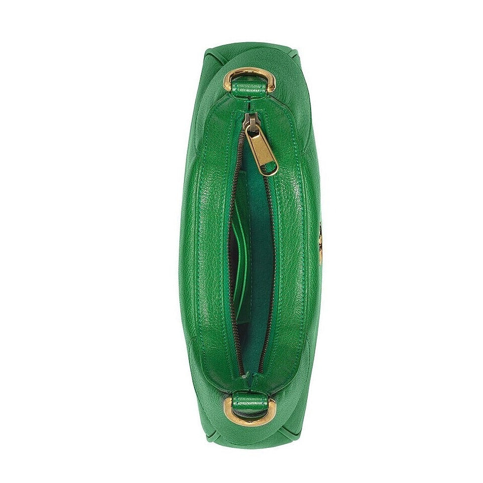 Gucci Aphrodite Small Leather Shoulder Bag - Green in Green - detail view 11 showing the bag's shape, finish and visible design details.