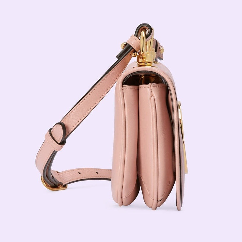 Gucci Blondie Mini Leather Crossbody Shoulder Bag - Pink in Pink - detail view 9 showing the bag's shape, finish and visible design details.