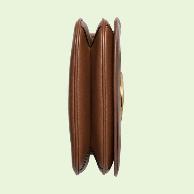 Gucci Blondie Mini Leather Shoulder Bag - Brown in Brown - detail view 10 showing the bag's shape, finish and visible design details.