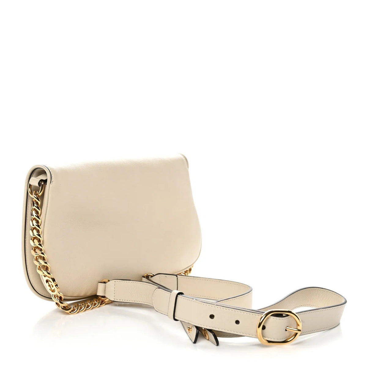 Gucci Blondie Mini Shoulder Bag - White in Mystic White - side view showing the bag's shape, finish and visible design details.