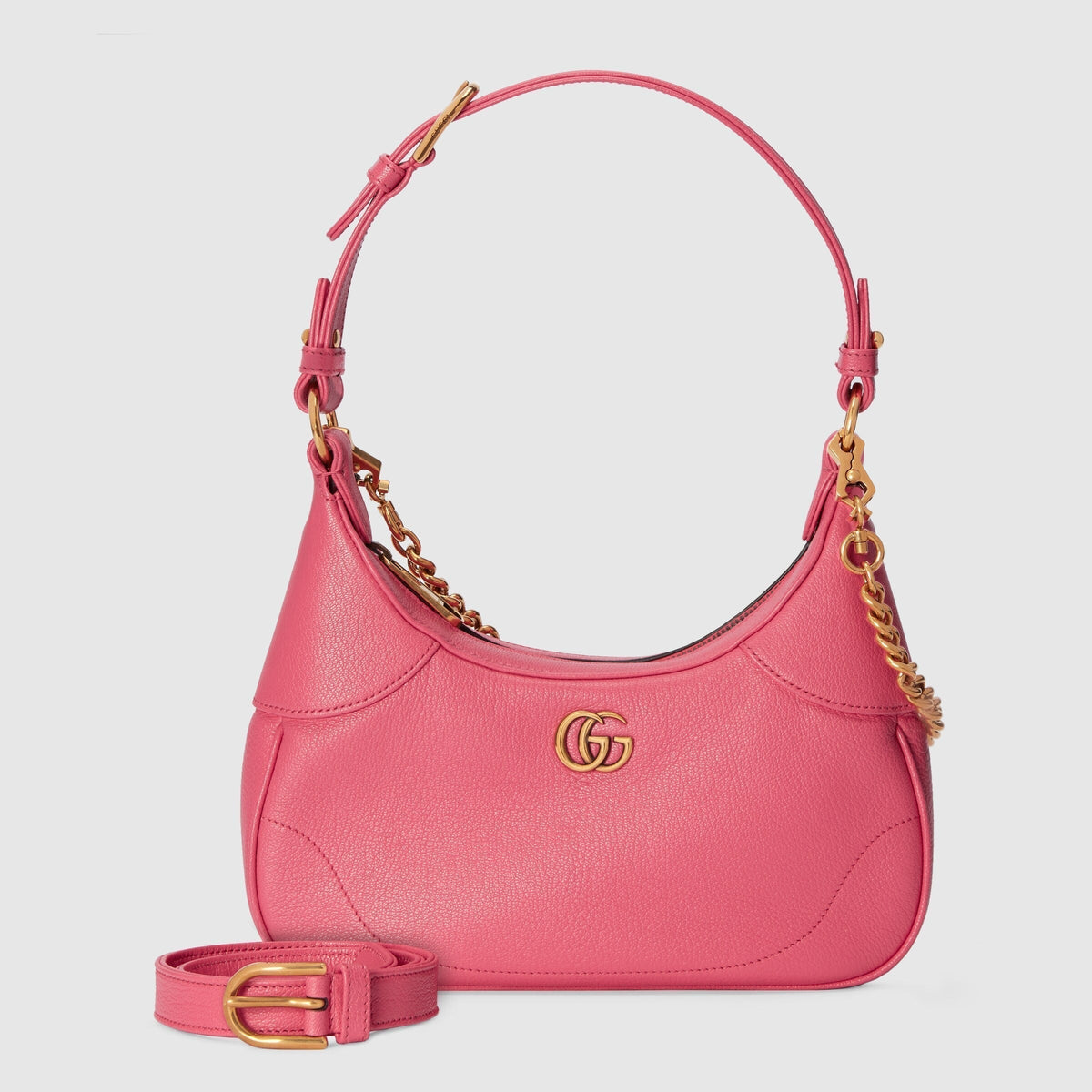 Gucci Aphrodite Small Shoulder Bag - Pink in Pink - side view showing the bag's shape, finish and visible design details.
