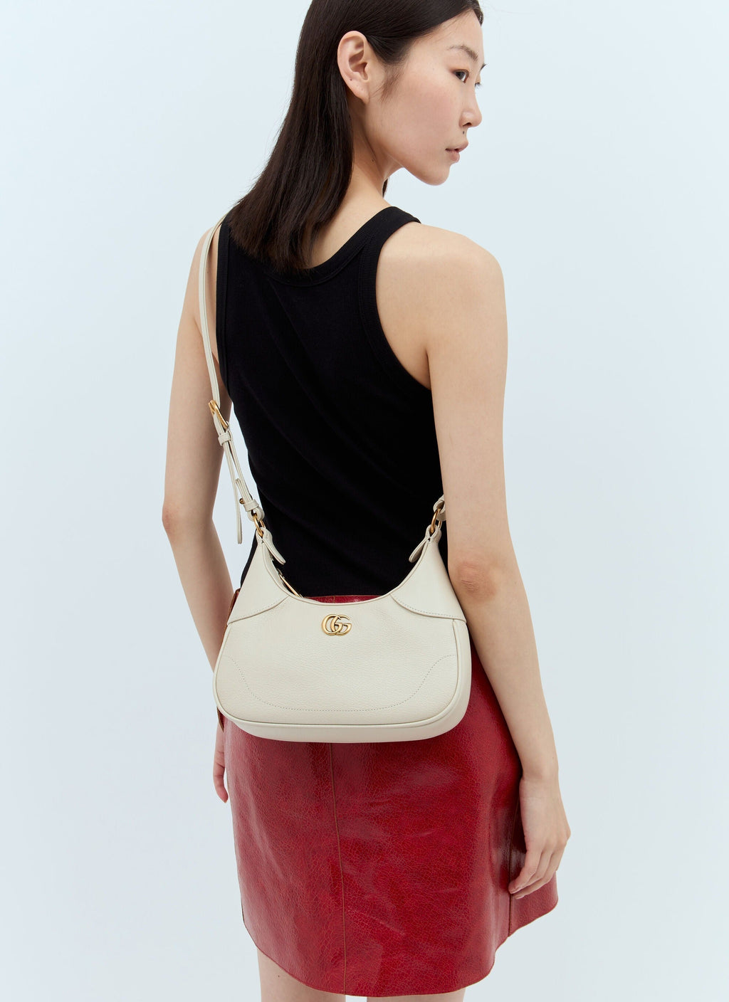 Gucci Aphrodite Small Leather Shoulder Bag - White in White - detail view 11 showing the bag's shape, finish and visible design details.