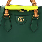Gucci Diana Small Tote Bag - Green in Green - rear view showing the bag's shape, finish and visible design details.