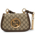 Gucci Blondie Mini GG Supreme Canvas Shoulder Bag - Beige in Beige - front view showing the bag's shape, finish and visible design details.