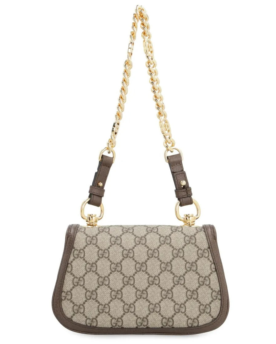 Gucci Blondie Mini GG Supreme Canvas Shoulder Bag - Beige in Beige - detail view 11 showing the bag's shape, finish and visible design details.