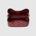 Gucci Emblem Small Bucket Bag - Red in Red - detail view 4 showing the bag's shape, material finish and visible design details.