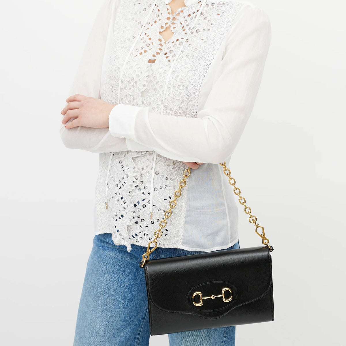 Gucci Horsebit 1955 Chain Crossbody Shoulder Bag – Black