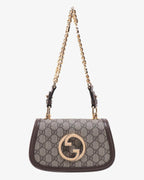 Gucci Blondie Mini GG Supreme Canvas Shoulder Bag - Beige in Beige - detail view 4 showing the bag's shape, finish and visible design details.