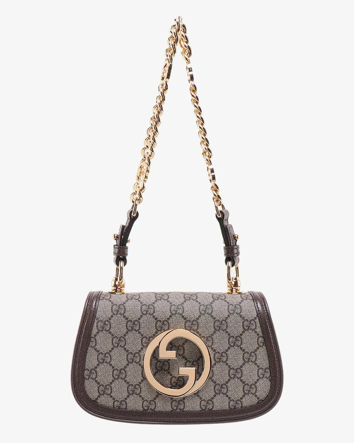 Gucci Blondie Mini GG Supreme Canvas Shoulder Bag - Beige in Beige - detail view 4 showing the bag's shape, finish and visible design details.
