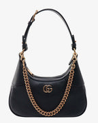 Gucci Aphrodite Small Leather Shoulder Bag - Black in Black - detail view 4 showing the bag's shape, finish and visible design details.