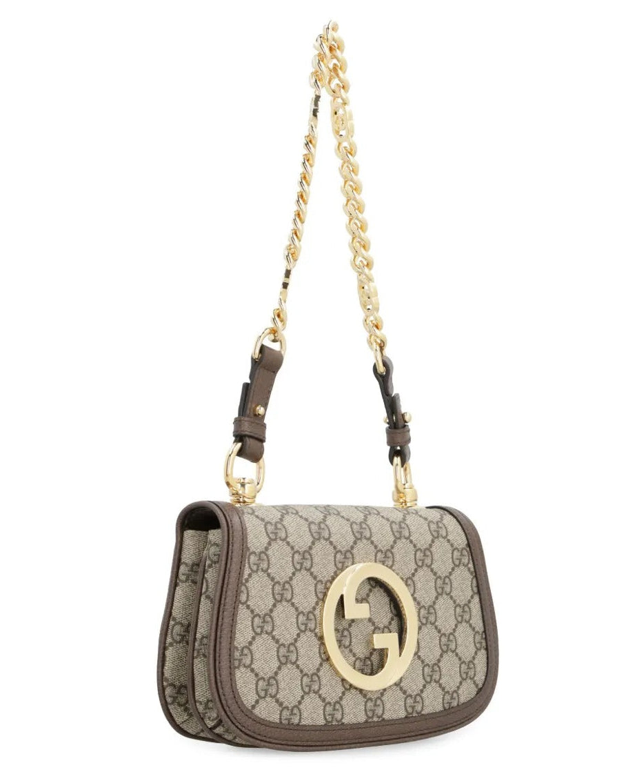 Gucci Blondie Mini GG Supreme Canvas Shoulder Bag - Beige in Beige - detail view 7 showing the bag's shape, finish and visible design details.