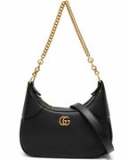 Gucci Aphrodite Small Leather Shoulder Bag - Black in Black - detail view 5 showing the bag's shape, finish and visible design details.