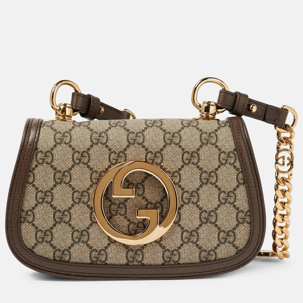 Gucci Blondie Mini GG Supreme Canvas Shoulder Bag - Beige in Beige - rear view showing the bag's shape, finish and visible design details.