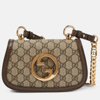 Gucci Blondie Mini GG Supreme Canvas Shoulder Bag - Beige in Beige - rear view showing the bag's shape, finish and visible design details.