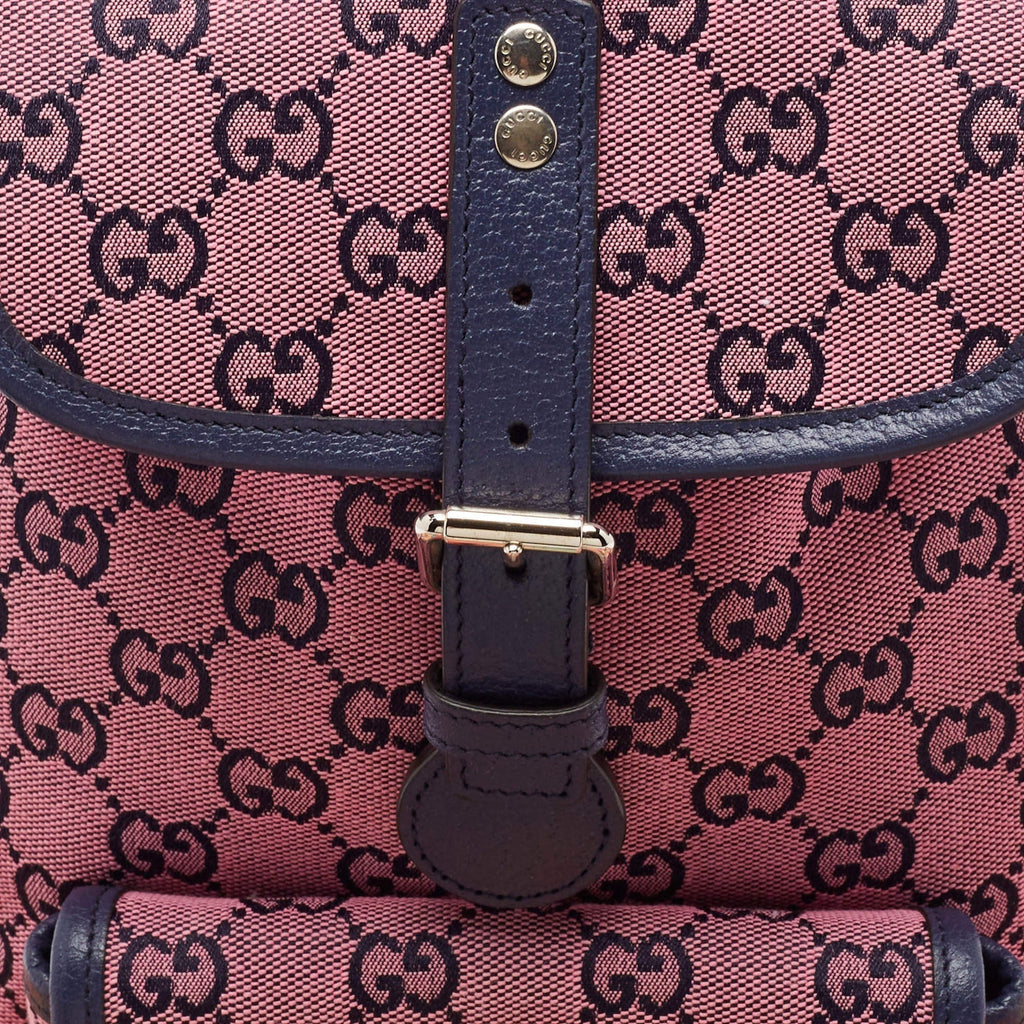Gucci GG Canvas Backpack - Pink in Pink - rear view showing the bag's shape, material finish and visible design details.