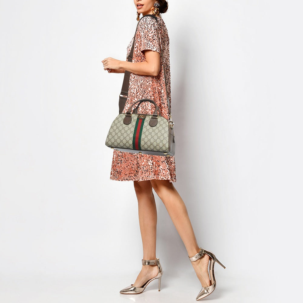 Gucci GG Canvas Ophidia Medium Bowling Bag – Beige