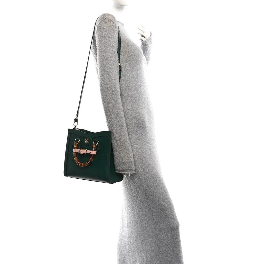 Gucci Diana Small Tote Bag - Green in Green - detail view 9 showing the bag's shape, finish and visible design details.
