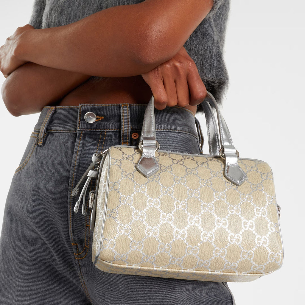 Gucci GG Emblem Small Top Handle Bag – Beige