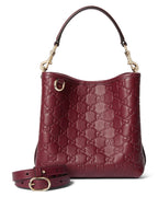 Gucci GG Calfskin Emblem Medium Shoulder Bag - Pink in Pink - detail view 10 showing the bag's shape, material finish and visible design details.