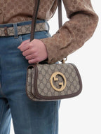 Gucci Blondie Mini GG Supreme Canvas Shoulder Bag - Beige in Beige - detail view 14 showing the bag's shape, finish and visible design details.