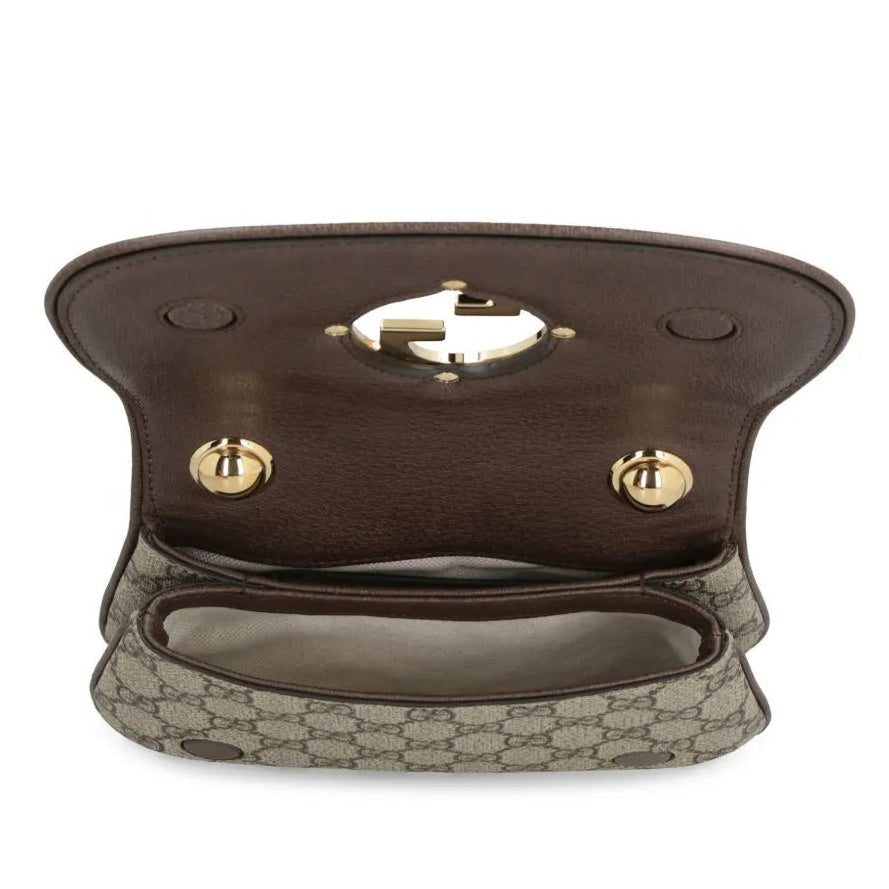 Gucci Blondie Mini GG Supreme Canvas Shoulder Bag - Beige in Beige - detail view 9 showing the bag's shape, finish and visible design details.