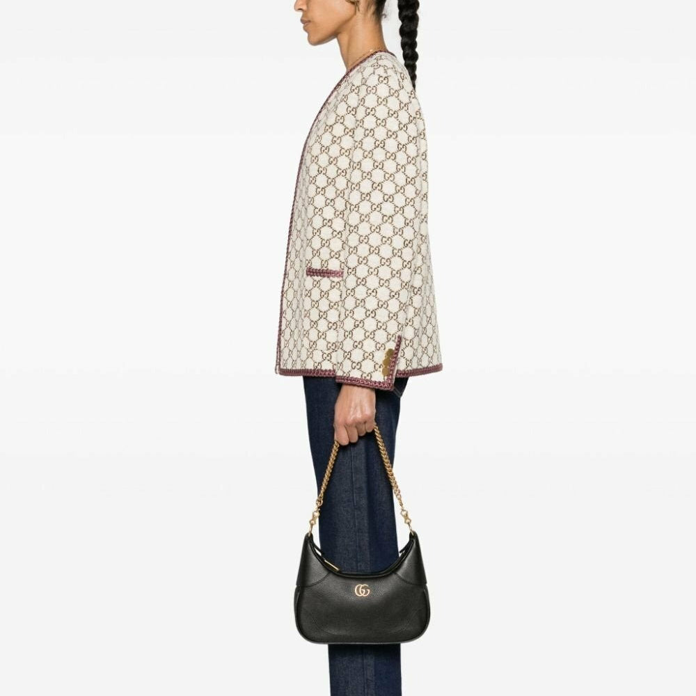 Gucci Aphrodite Small Leather Shoulder Bag - Black in Black - detail view 14 showing the bag's shape, finish and visible design details.