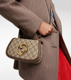 Gucci Blondie Mini GG Supreme Canvas Shoulder Bag - Beige in Beige - detail view 15 showing the bag's shape, finish and visible design details.