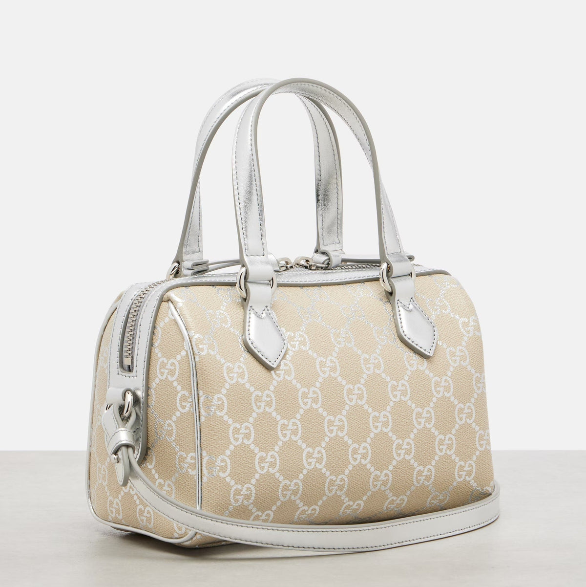 Gucci GG Emblem Small Top Handle Bag – Beige