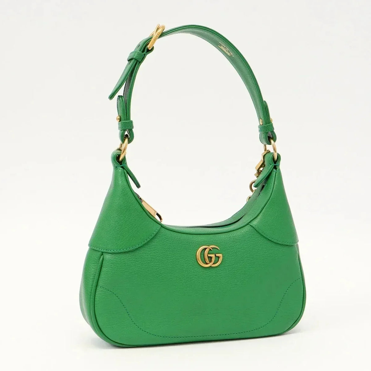 Gucci Aphrodite Small Leather Shoulder Bag - Green in Green - detail view 4 showing the bag's shape, finish and visible design details.