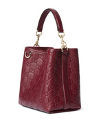 Gucci GG Calfskin Emblem Medium Shoulder Bag - Pink in Pink - detail view 9 showing the bag's shape, material finish and visible design details.
