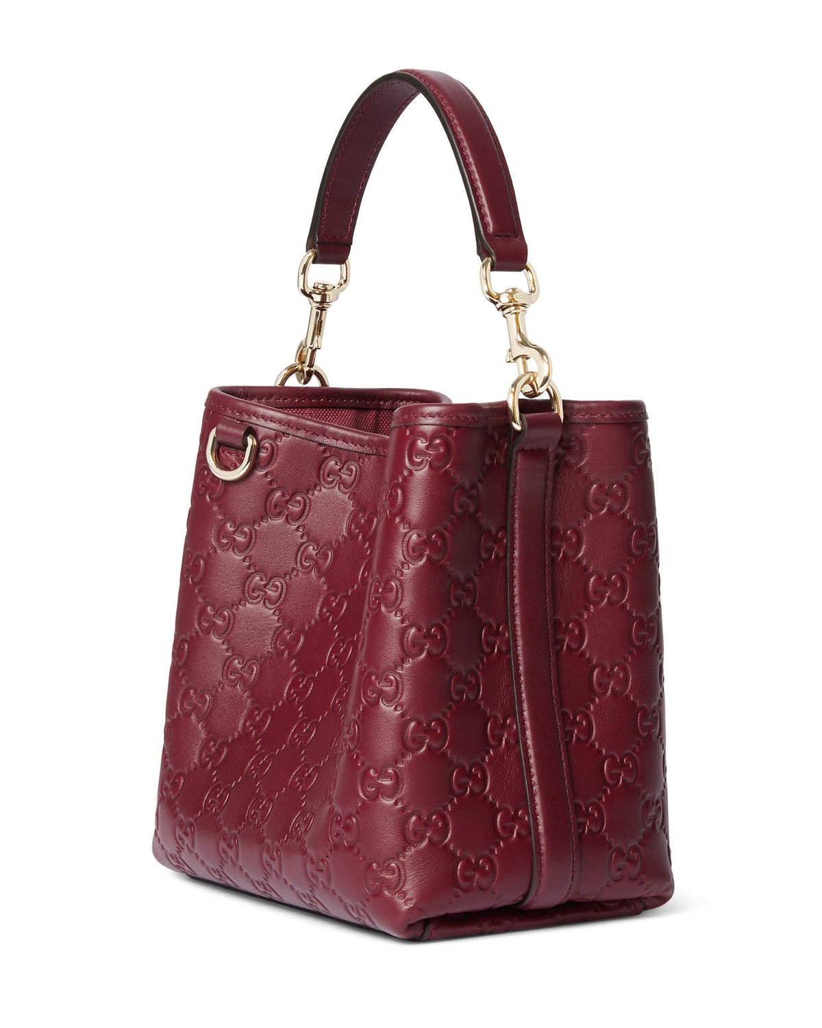Gucci GG Calfskin Emblem Medium Shoulder Bag - Pink in Pink - detail view 9 showing the bag's shape, material finish and visible design details.