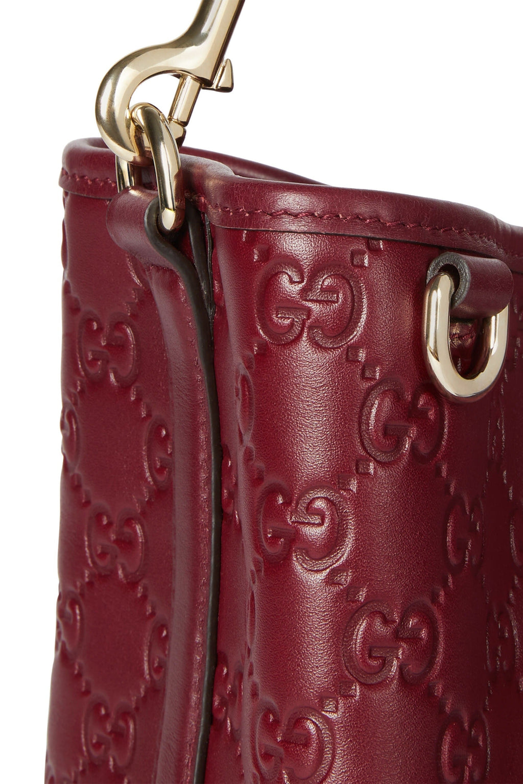 Gucci GG Calfskin Emblem Medium Shoulder Bag - Pink in Pink - detail view 5 showing the bag's shape, material finish and visible design details.