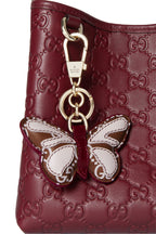 Gucci GG Calfskin Emblem Medium Shoulder Bag - Pink in Pink - detail view 4 showing the bag's shape, material finish and visible design details.
