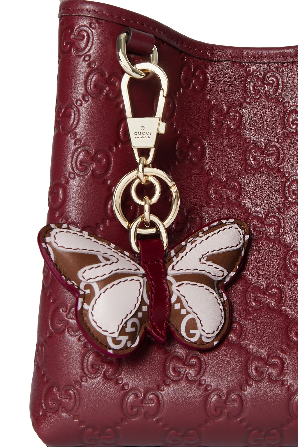 Gucci GG Calfskin Emblem Medium Shoulder Bag - Pink in Pink - detail view 4 showing the bag's shape, material finish and visible design details.