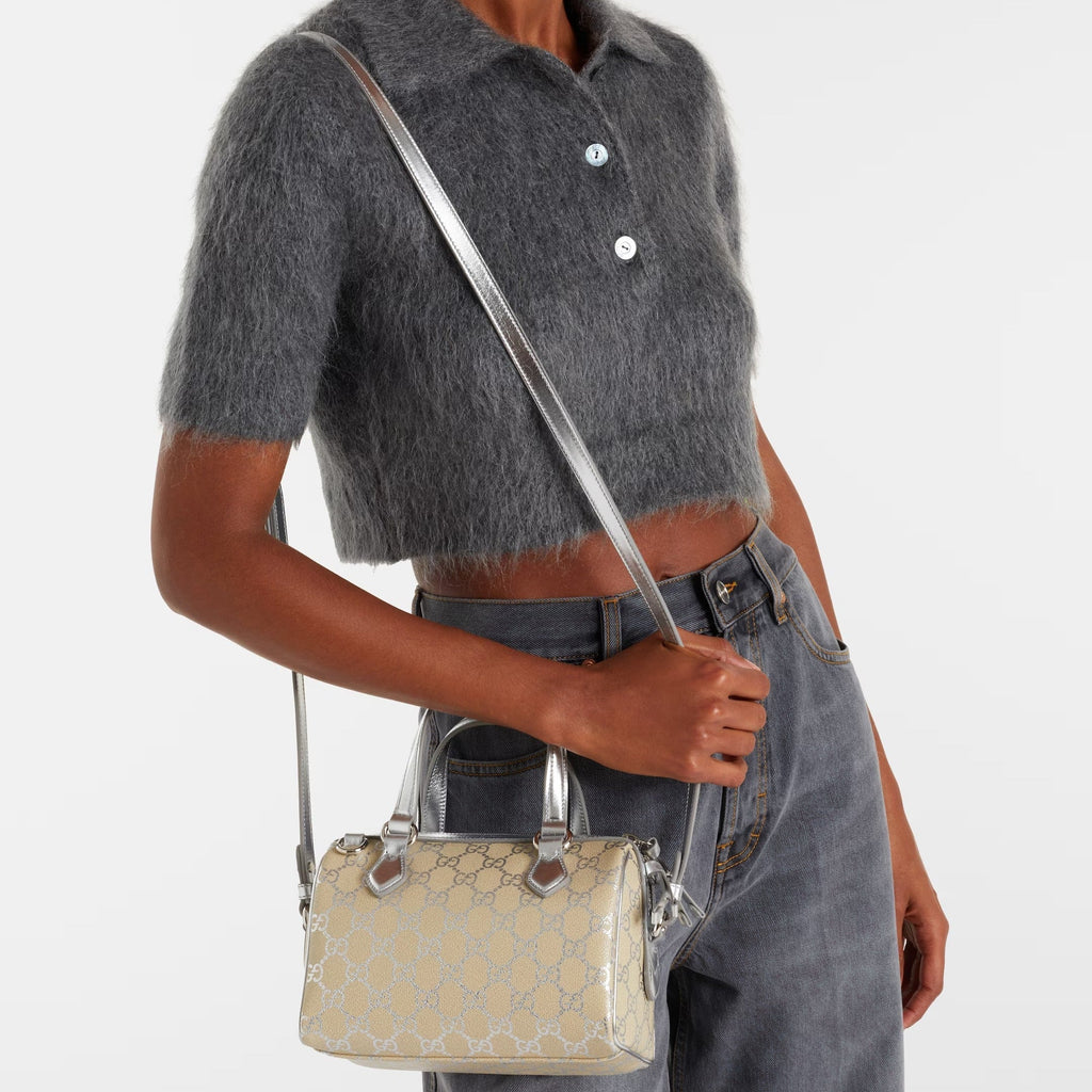 Gucci GG Emblem Small Top Handle Bag – Beige