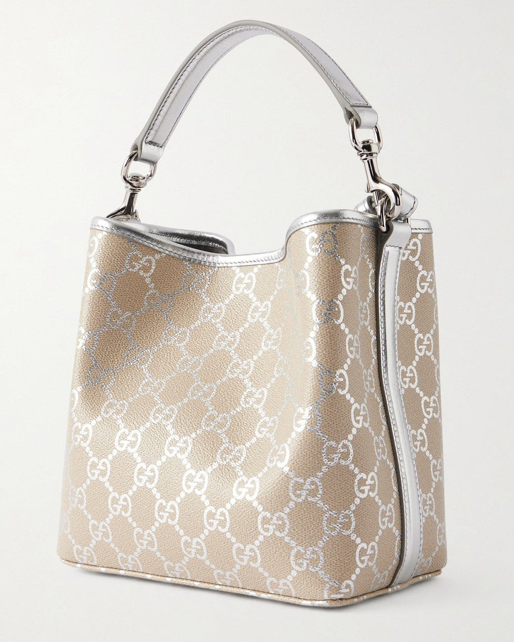 Gucci GG Supreme Monogram Emblem Leather Shoulder Bag – Beige