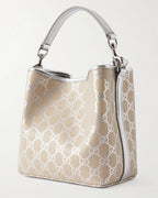 Gucci GG Supreme Monogram Emblem Leather Shoulder Bag – Beige