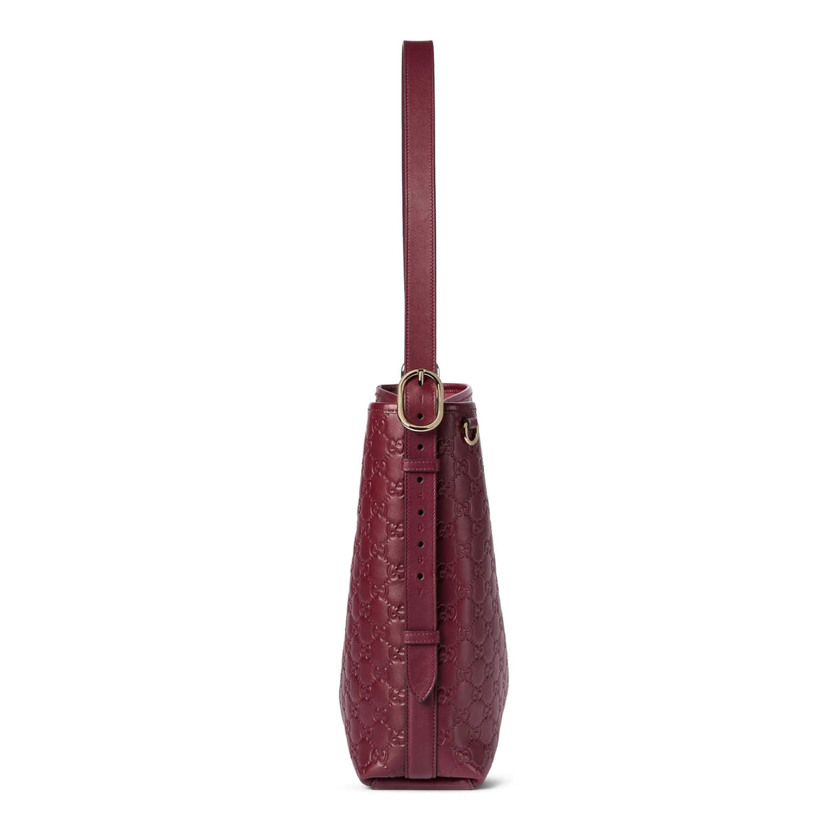 Gucci GG Calfskin Emblem Medium Shoulder Bag - Pink in Pink - detail view 8 showing the bag's shape, material finish and visible design details.