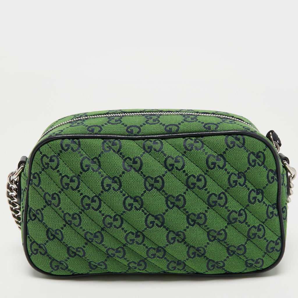 Gucci GG Canvas Marmont Small Shoulder Bag - Green in Green - detail view 10 showing the bag's shape, material finish and visible design details.