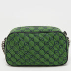 Gucci GG Canvas Marmont Small Shoulder Bag - Green in Green - detail view 10 showing the bag's shape, material finish and visible design details.