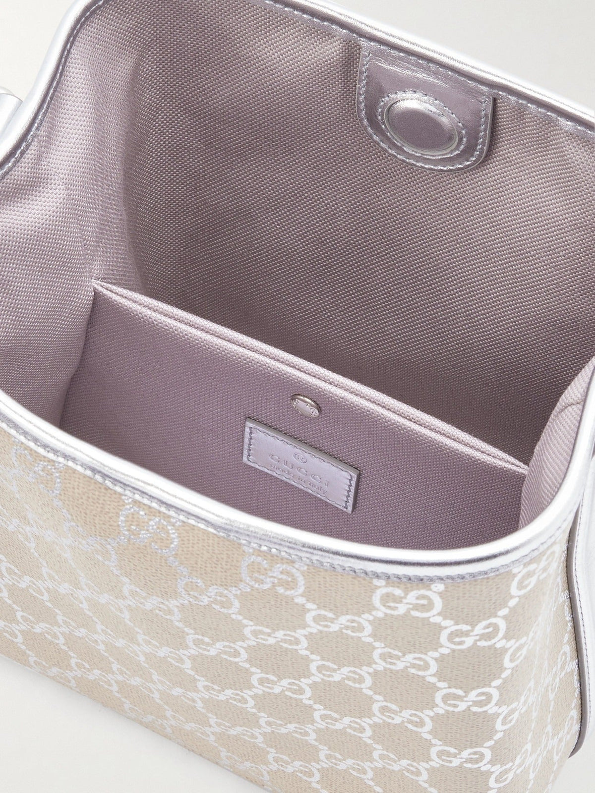 Gucci GG Supreme Monogram Emblem Leather Shoulder Bag – Beige