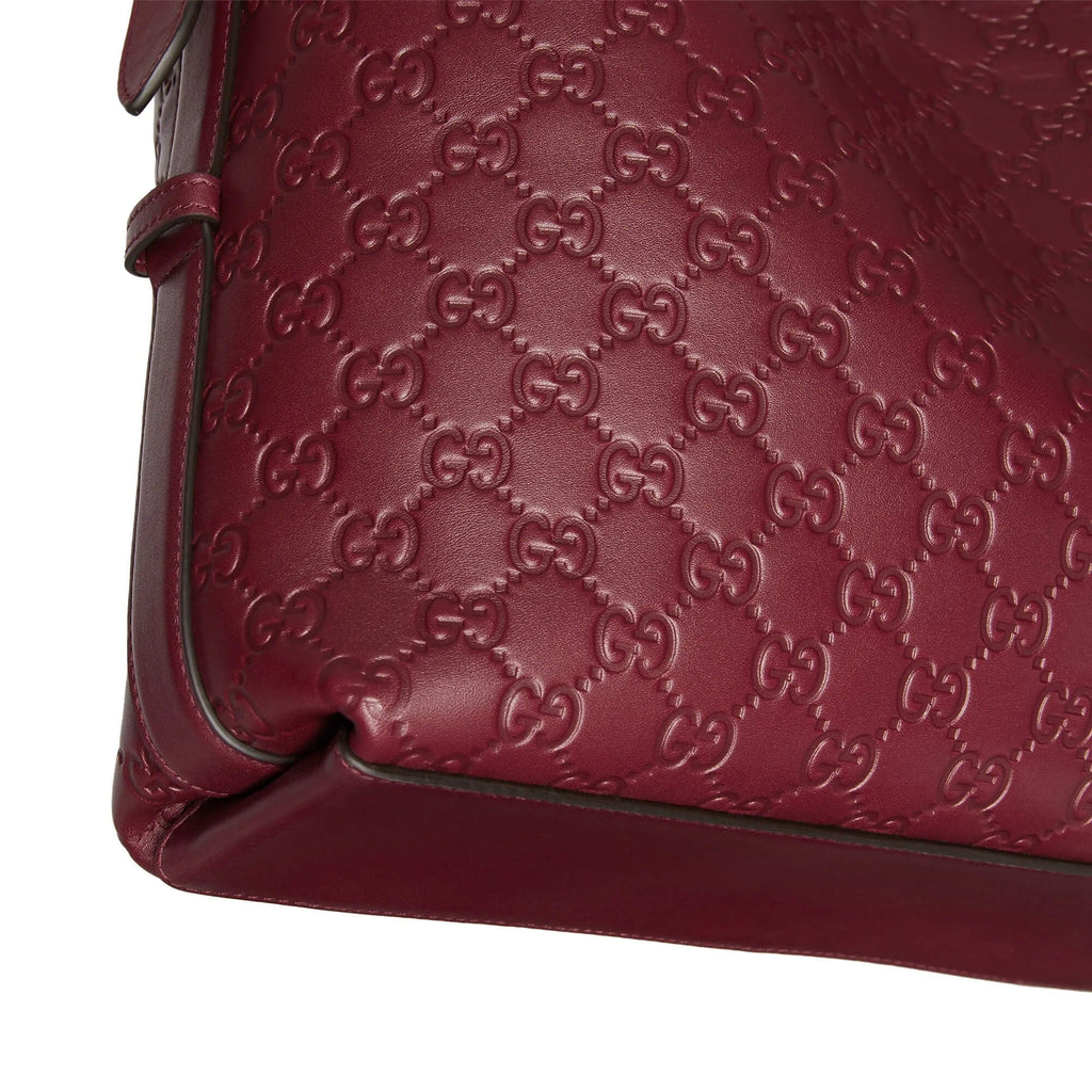 Gucci GG Calfskin Emblem Medium Shoulder Bag - Pink in Pink - detail view 6 showing the bag's shape, material finish and visible design details.